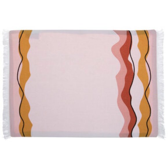 TSS Pink & Mustard Wavy Lines Placemat Set of 4 - Picture 1 of 5